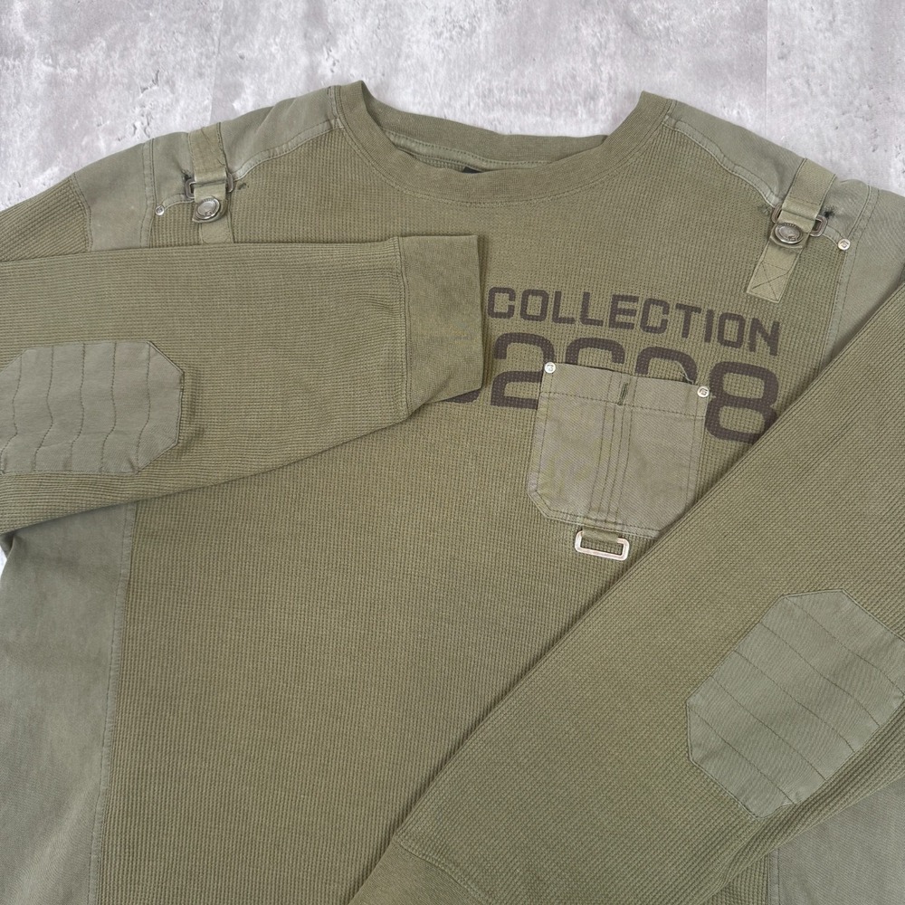Vintage Southpole Thermal Shirt Mens 4XL Green Commando Long Sleeve Henley Y2K
